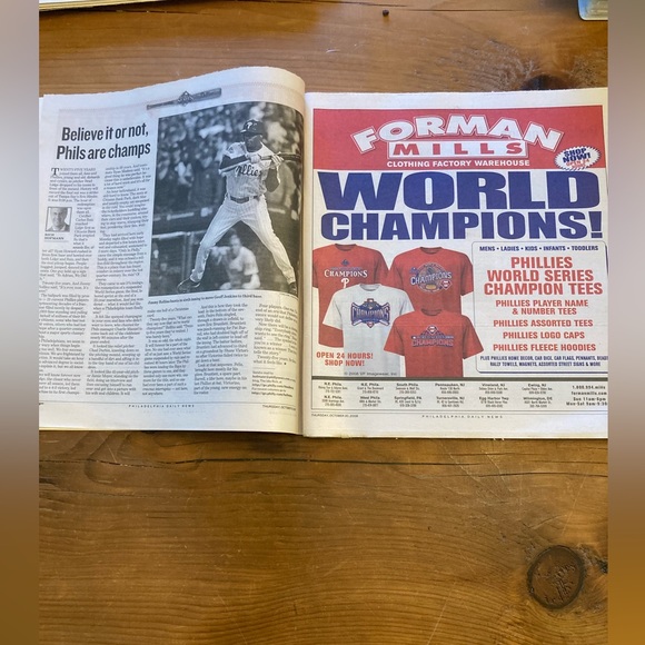 PHILLIES 2008 WORLD SERIES CHAMPS Philadelphia Daily News entire paper like new! - Picture 5 of 5